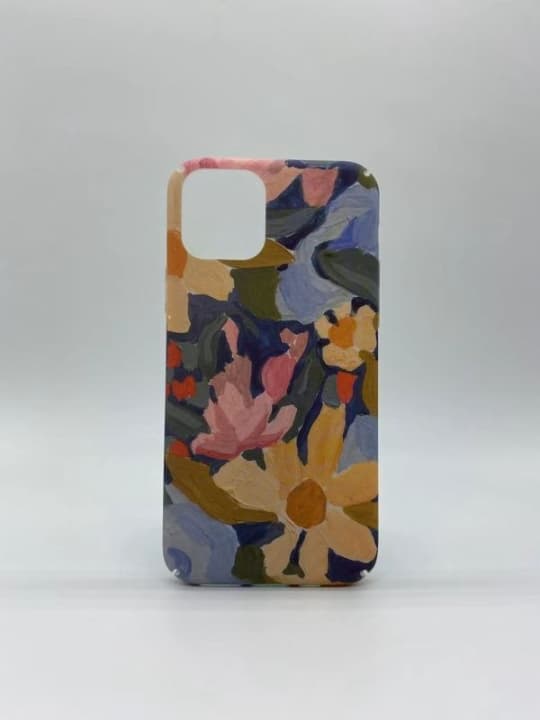 Marmorskal med blommig målning till iPhone 11 Pro Max