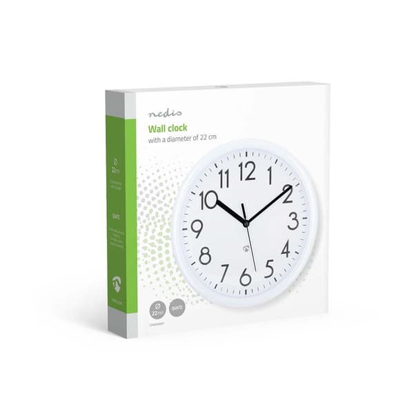 Nedis Väggklocka | Diameter: 220 mm | Plast | Vit