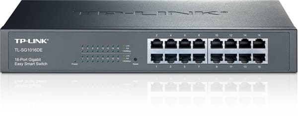 TP-LINK Layer 2 netværksswitch, 16-ports 10/100/1000Mbps, RJ45, metal