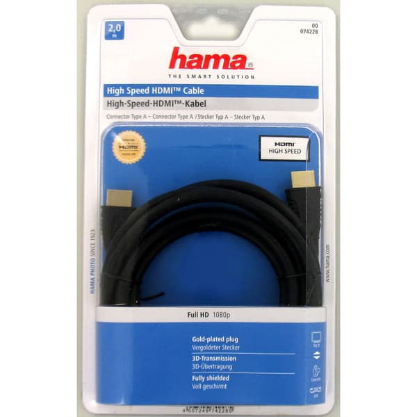 Hama Kabel HDMI A-A Guld Svart 2.0m