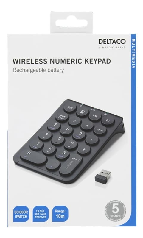 DELTACO TB-125 Trådløst numerisk tastatur