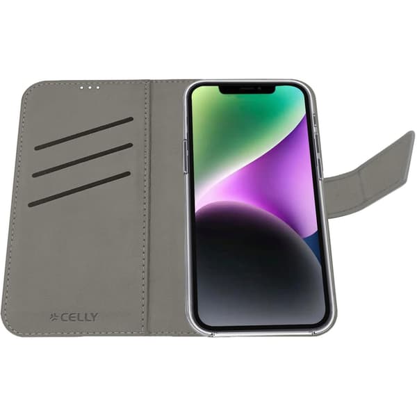 Celly Wally Wallet Case iPhone 17e / 16e Svart