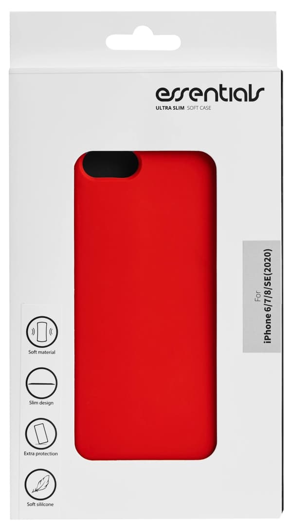 Essentials iPhone 6/7/8/SE (2020/2022) silikon bakside, rød