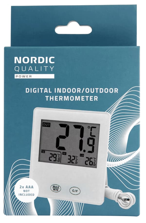 NORDIC QUALITY Digitalt innendørs- og utendørstermometer med kablet sensor