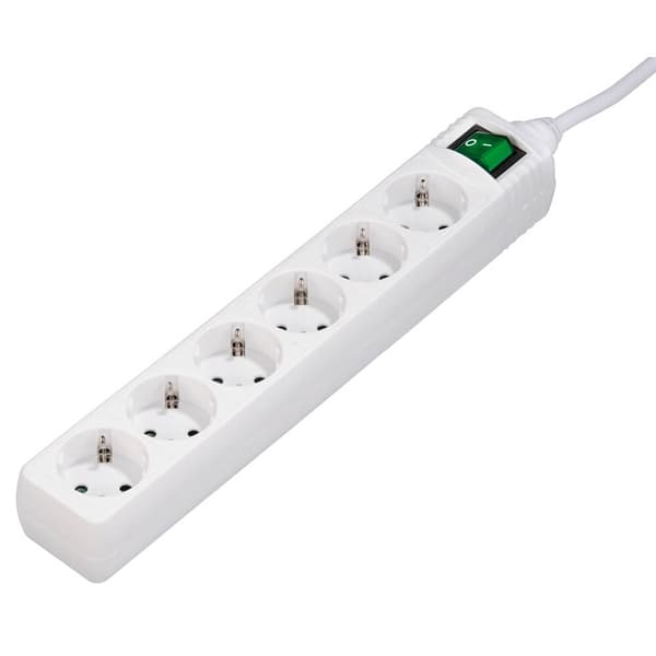 HAMA 6-Stikdåse m/afbryder 3.0m Hvid