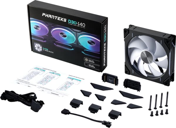 Phanteks D30-140 D-RGB PWM-blæser, sort, 140 mm