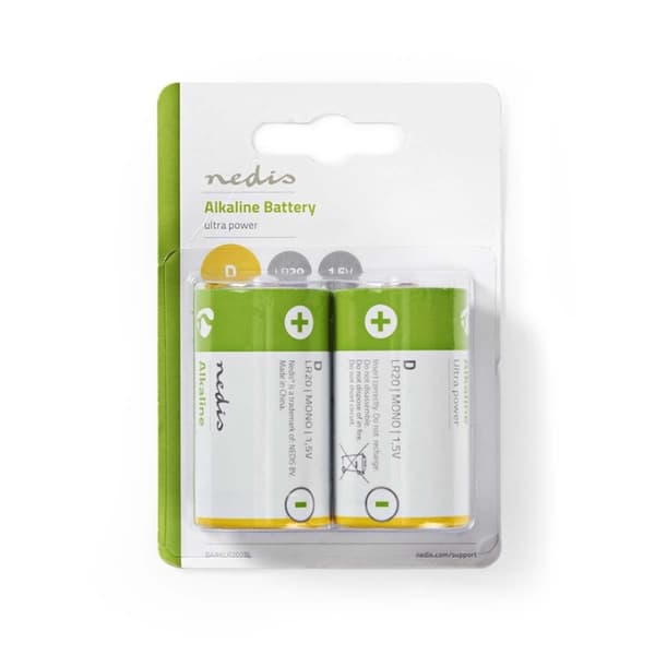 Nedis Alkalisk batteri D | 1.5 V DC | 2-Pakke