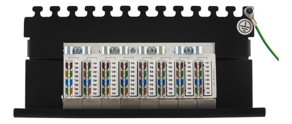 DELTACO Patchpanel, 8xRJ45, Cat6a, väggmonterbar, 10Gbps, svart