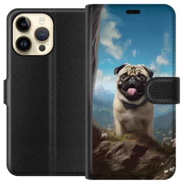 Tegnebogsetui til Apple iPhone 14 Pro Max med Glad Hund motiv