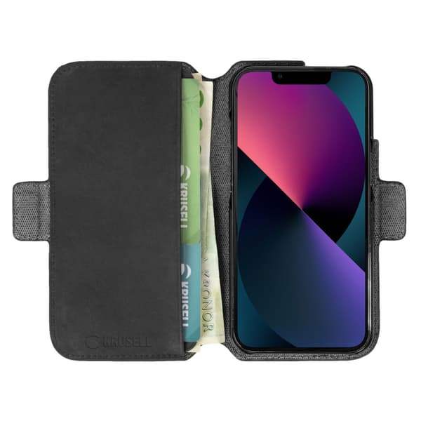 Krusell Telefonpung i læder iPhone 13 Mini Sort