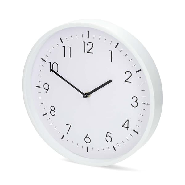 Nedis Väggklocka | Diameter: 300 mm | Plast | Tyst rörelse | Vit