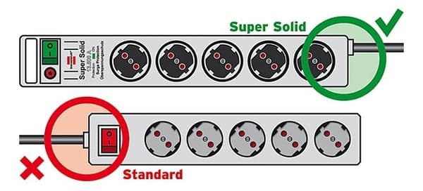 Super-Solid 13.500A extension socket  5-way silve 2,5m H05VV-F 3G1,5