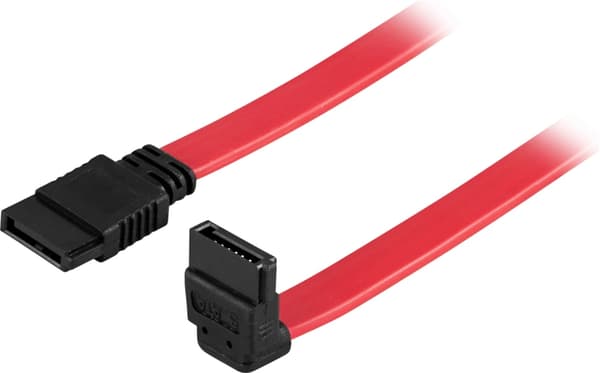 DELTACO SATA/SAS-kabel, vinklede (ned)-ret, 0,3m