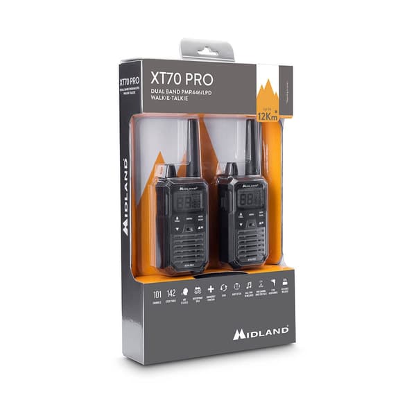 MIDLAND Walkie Talkie XT70 Pro Duo Sort/Mørkegrå