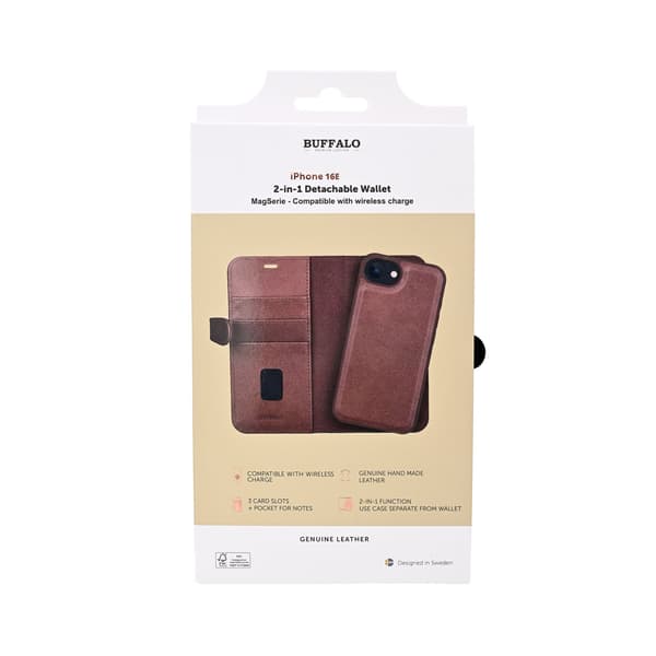 Buffalo Wallet 2i1 3 Kort Brun - iPhone 16e/17e