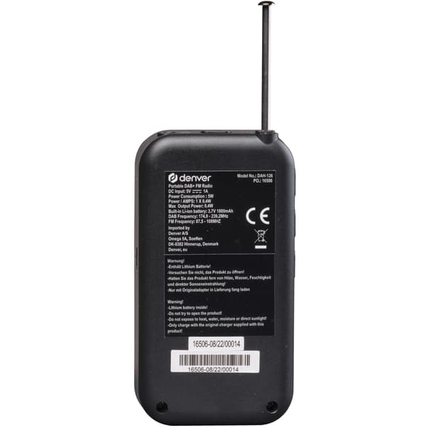 Denver DAH-126 DAB bærbar radio Sort