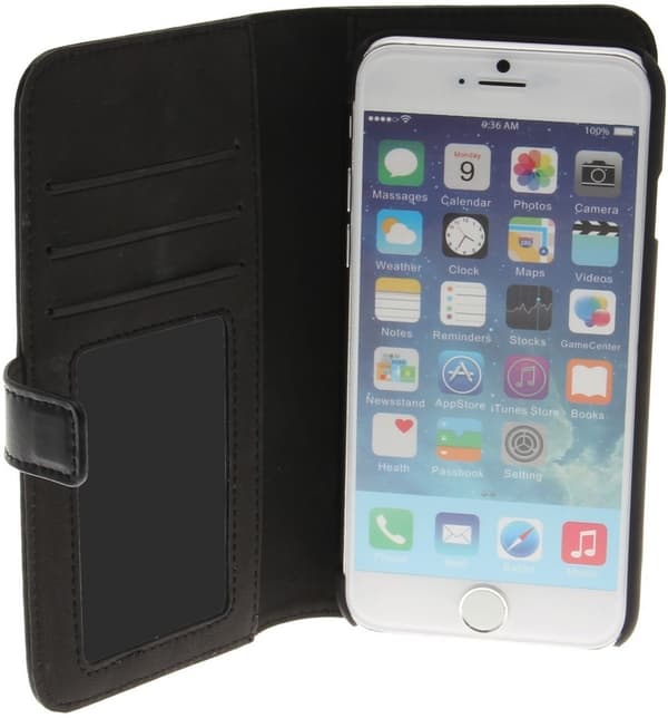 Insmat Flip Case lompakkokotelo iPhone 6 / 6s / 7 / 8 / SE, musta