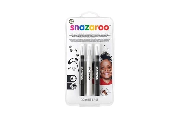 SNAZAROO Sminkefarve penselmaling 3stk. sort/hvid/sort