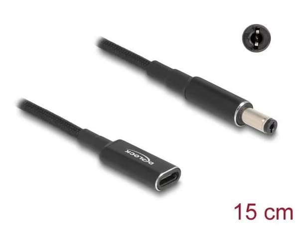 DeLOCK Ladekabel for bærbar PC USB Type-C til 5,5 x 2,1 mm 15 cm