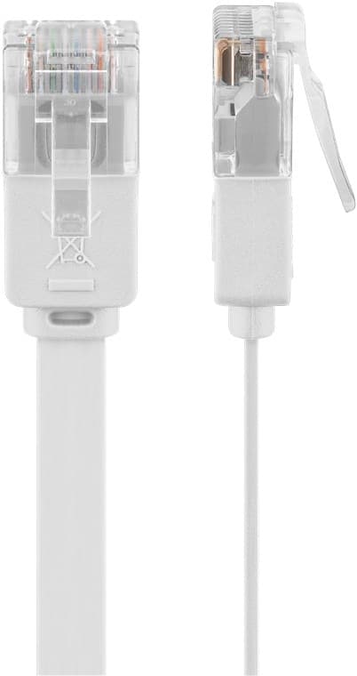 Goobay CAT 6 flat patchkabel, U/UTP, hvit kobberleder (CU), 20 m