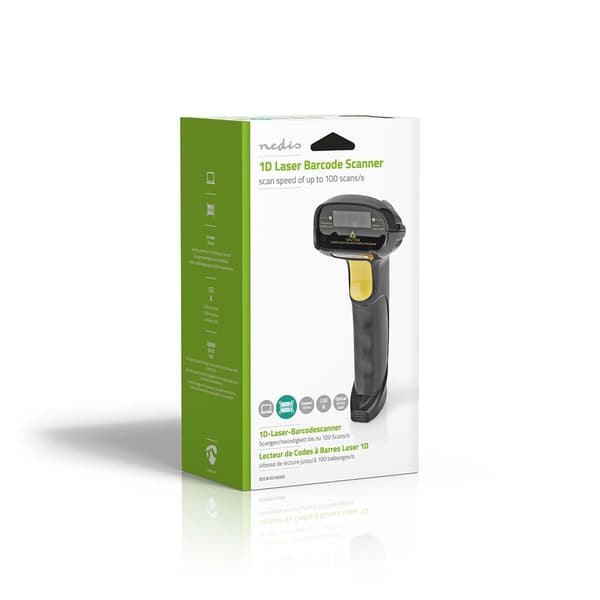 Nedis Strekkode Skanner | Laser | Wired | 1D Linear | USB-Strøm | USB 2.0