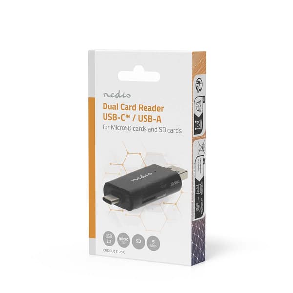 Nedis Kortlæser | microSD (TF) / microSDHC (TF) / microSDXC (TF) / SD / SDHC / SDXC | USB 3.2 Gen1
