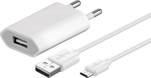 Goobay Micro-USB 5 W laddare + kabel, 1 m, vit
