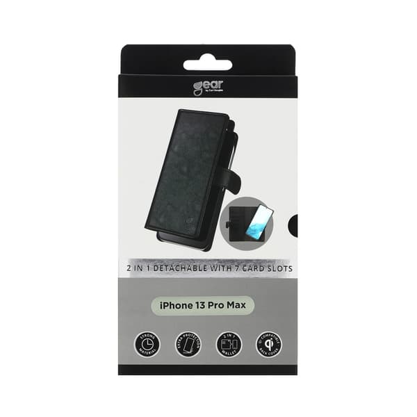 Gear Wallet 2-i-1 7 Kortrum Sort - iPhone 13 Pro Max