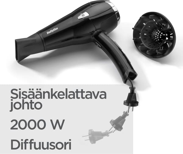 BaByliss D374DE Cordkeeper 2000 hårføner