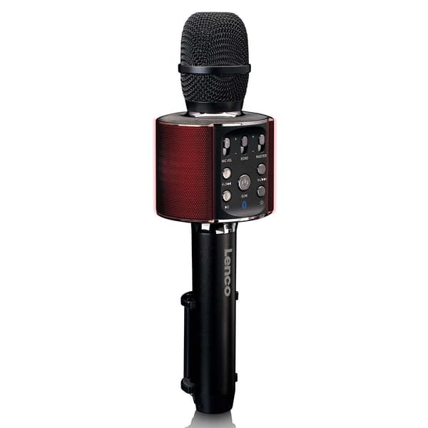 Lenco Bluetooth®-karaokemikrofon med højttaler og belysning Sort