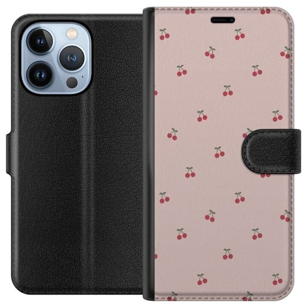 Tegnebogsetui til Apple iPhone 13 Pro med Kirsebær motiv