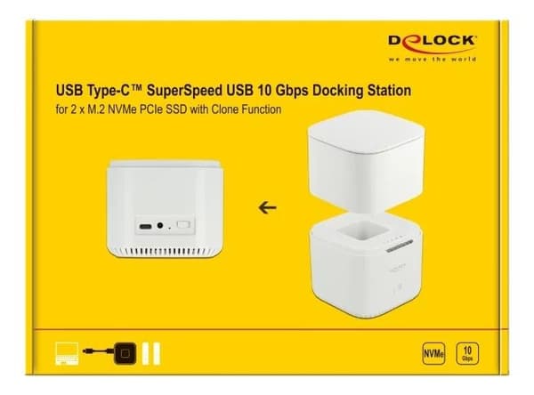 DeLOCK M.2 Docking Station  2 x M.2 NVMe PCIe SSD w/ Clone function