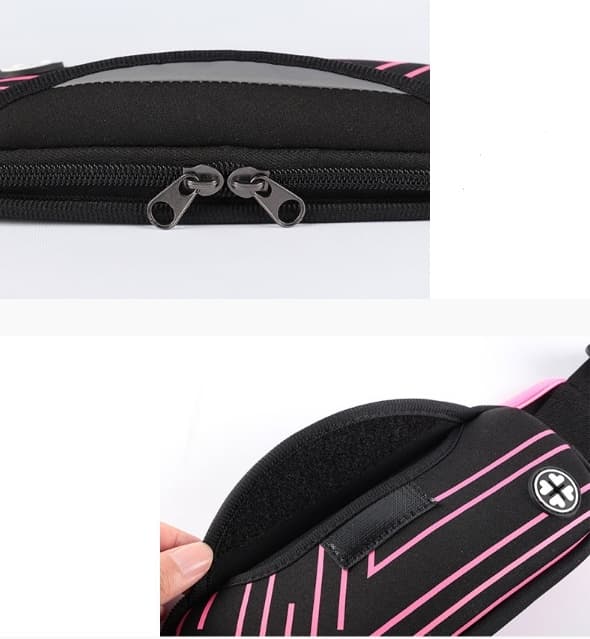 Sportig midjeväska med ränder, Rosa