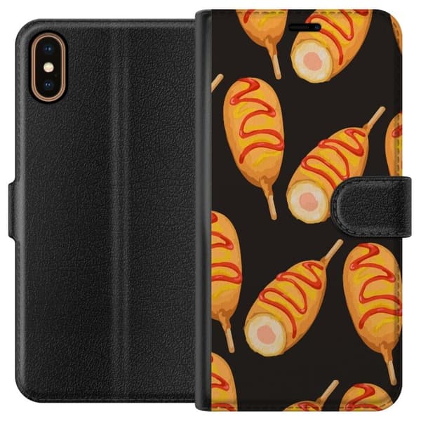 Tegnebogsetui til Apple iPhone X med Kyllingedrumstick motiv