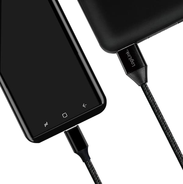LogiLink USB-USB-C lade-/synkroniseringskabel USB 2.0 15W 0,3 m tekstilkabel