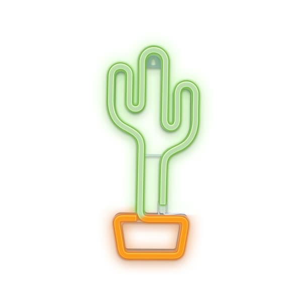 Forever Light Neon LED Light Cactus, battery + USB FLNEO2, Orange/Green