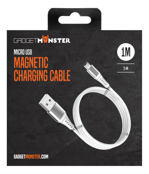 GADGETMONSTER Magnetisk USB-A-Micro USB-ladekabel, 1 m