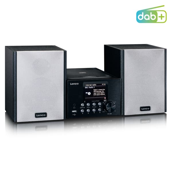 Lenco Mikrofoni, jossa on internet/ DAB+-radio Bluetooth® CD MP3 Musta