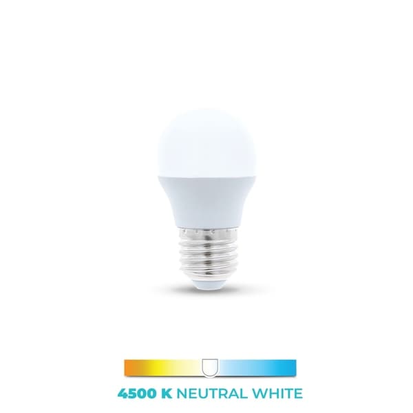 LED-Lampa E27, G45, 6W, 4500K, Vit neutral