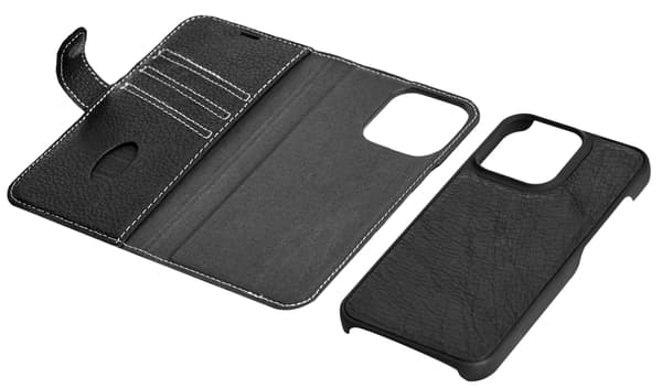 Essentials iPhone 12 mini leather wallet, detachable, Black