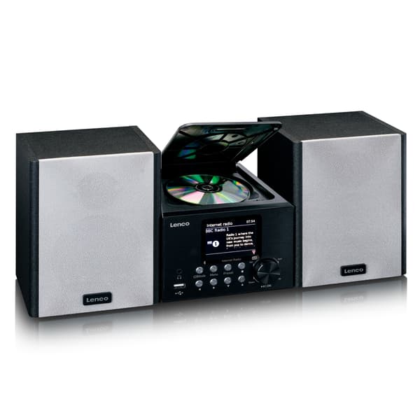 Lenco Mikrofoni, jossa on internet/ DAB+-radio Bluetooth® CD MP3 Musta