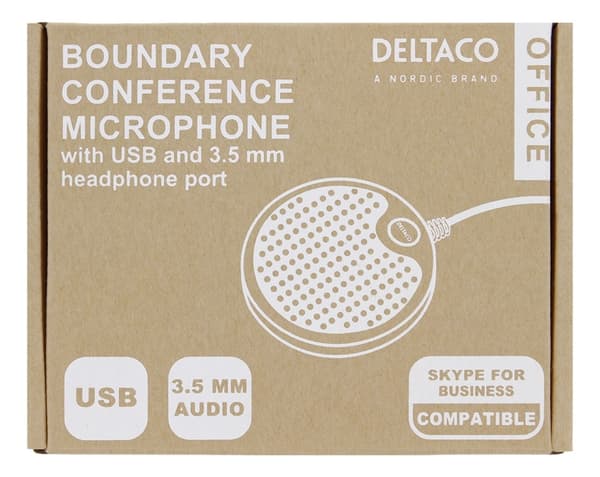 DELTACO Office konferencemikrofon med USB & 3,5mm lydport, VoIP, sort