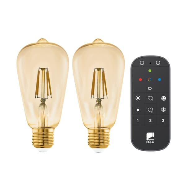 Eglo Sett med 2x E27 ST64 Amber, fjernkontroll - varmhvit - Zigbee, Bluetooth