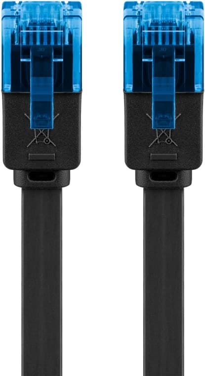 Goobay CAT 6A flat patchkabel, U/UTP, svart kobberleder (CU), 10 m