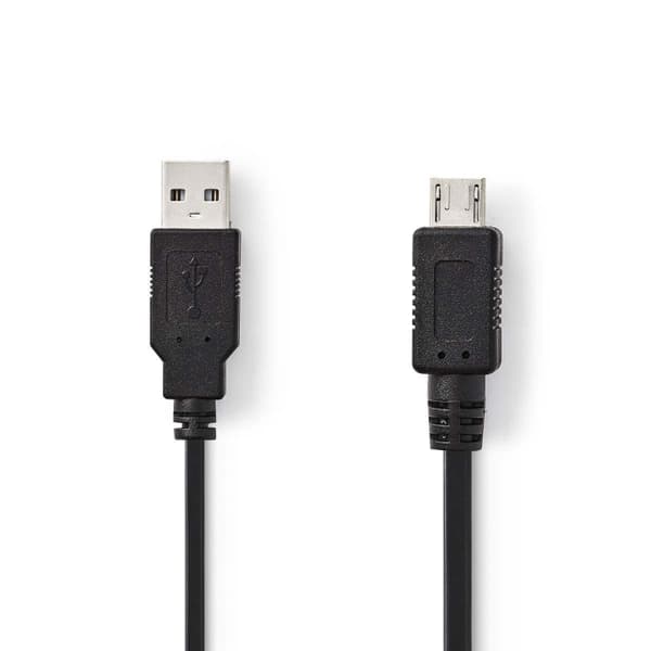 Nedis USB-kabel | USB 2.0 | USB-A Han | USB Micro-A | 480 Mbps | Nikkel belagt | 2.00 m | Rund | PVC | Sort | Plastpose