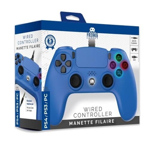 Trade Invaders Kablet kontroller for PS4 med 3M-kabel - blå