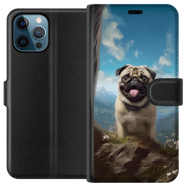Tegnebogsetui til Apple iPhone 12 Pro Max med Glad Hund motiv