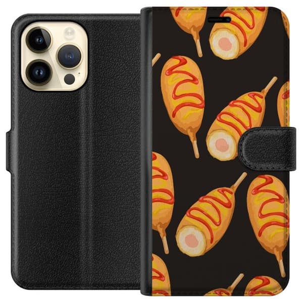 Tegnebogsetui til Apple iPhone 14 Pro Max med Kyllingedrumstick motiv