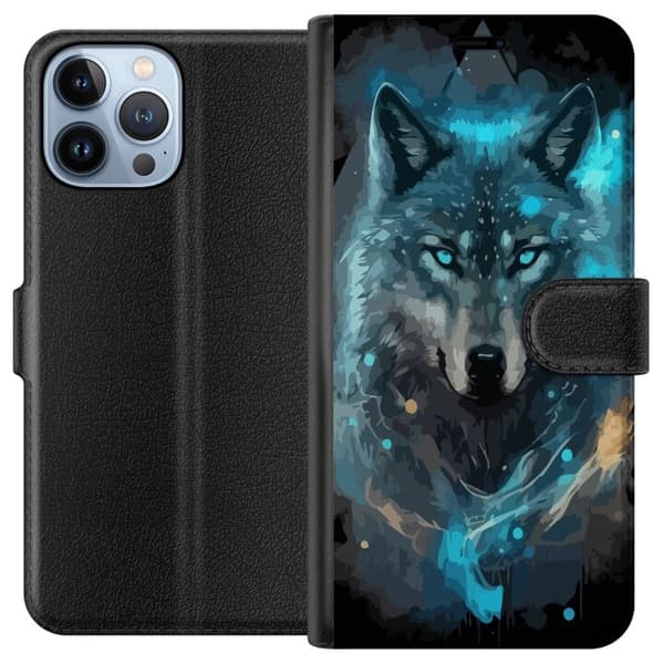 Tegnebogsetui til Apple iPhone 13 Pro Max med Ulve motiv