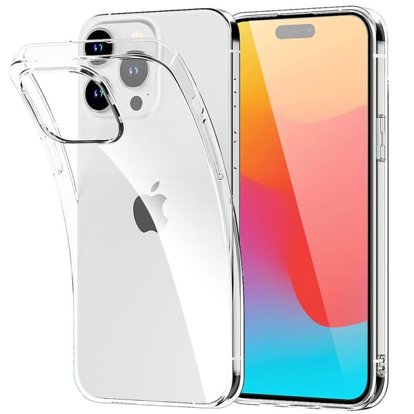 TPU-mobiltaske til iPhone 15, gennemsigtig